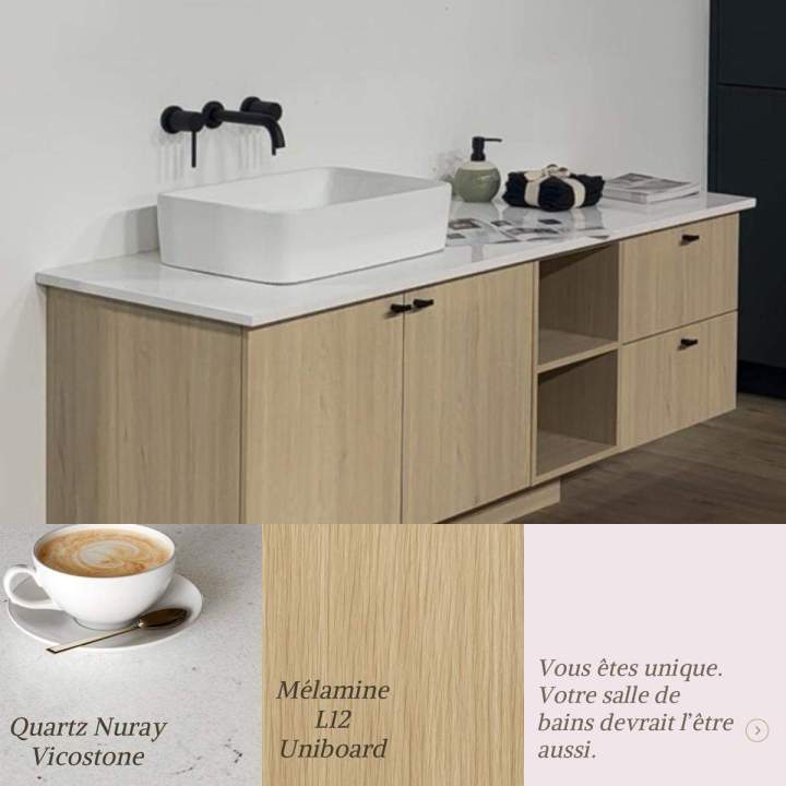 vanite sur mesure mélamine et quartz